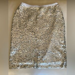J. Crew silver sequined pencil skirt size 2